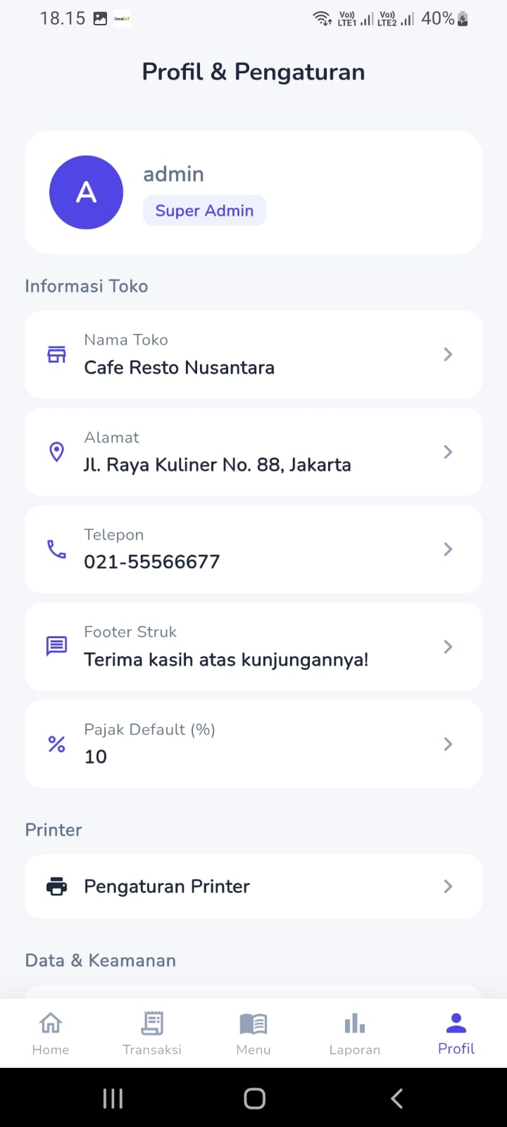 Screenshot KasirKit - Cafe Resto