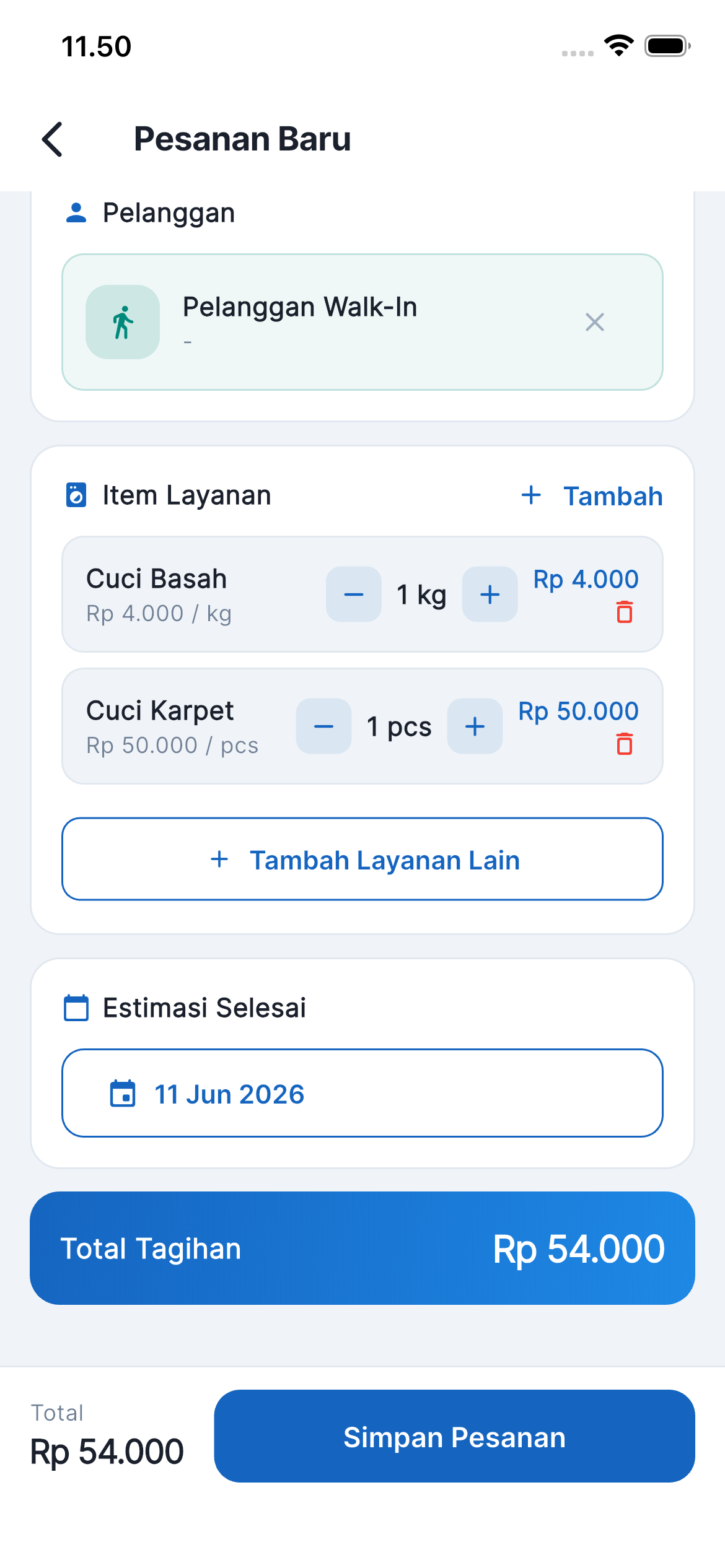 Screenshot Bersih Laundry